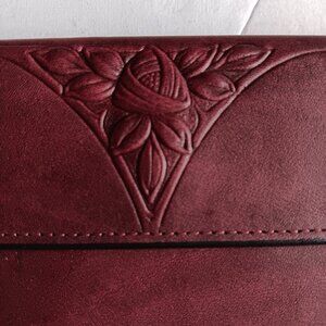 VINTAGE ROLFS  Burgundy BROWN LEATHER CLUTCH EUC